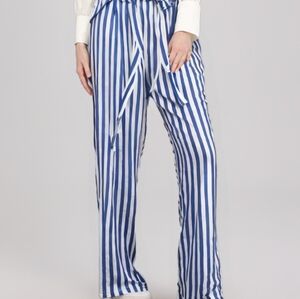 Blue and White Striped Women's Pants